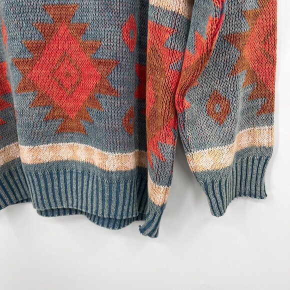 Vintage Kiya 80s 90s sweater grandpa aztec tribal geometrical print men's size m - Picture 10 of 12